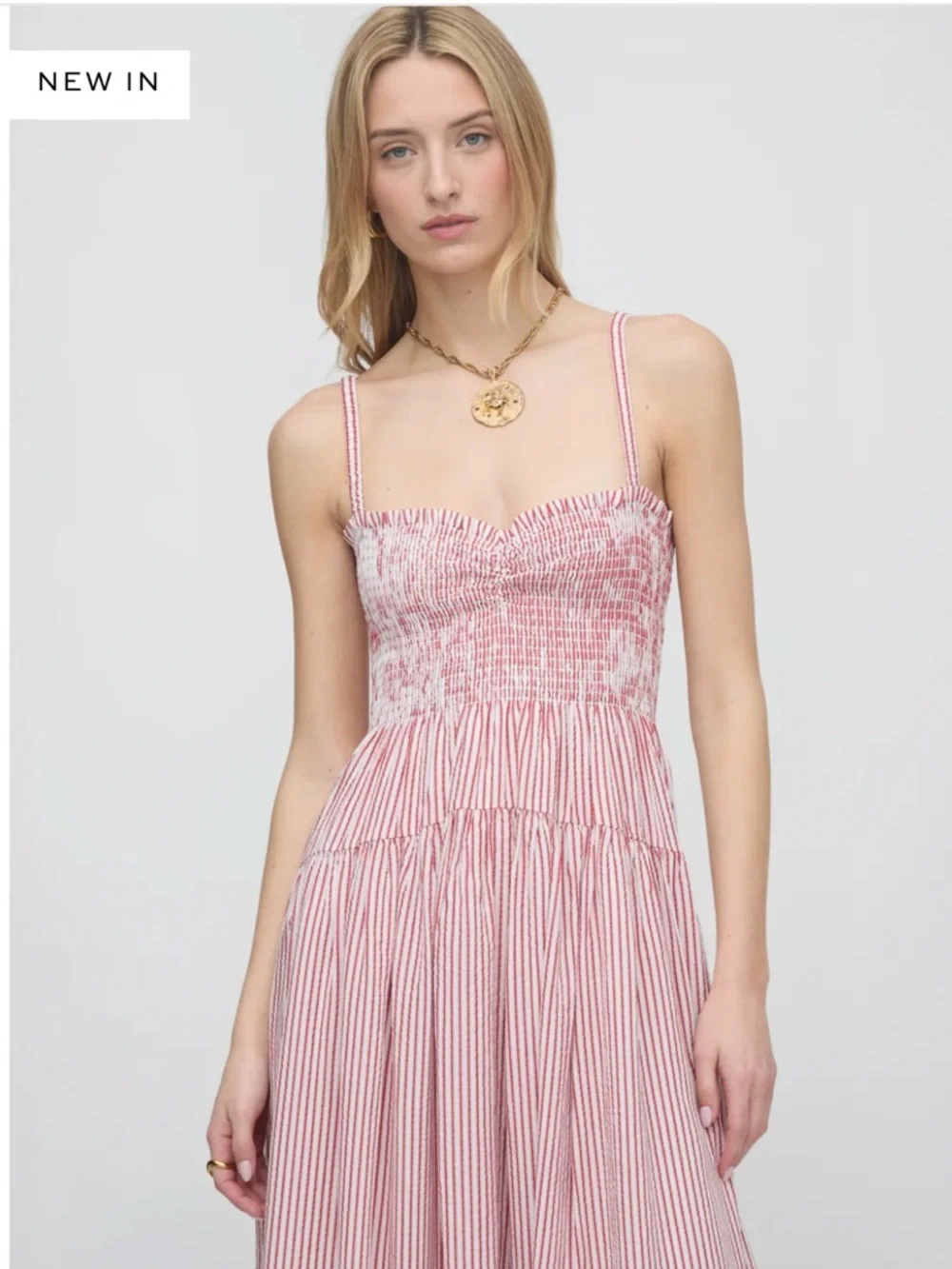 Hill House Home The Rebecca Nap Dress in Red Ticking Stripe Red White Medium - Picture 6 of 8